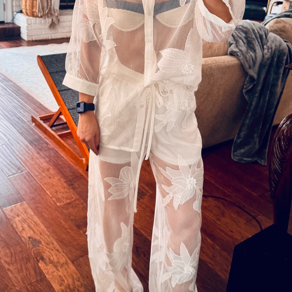 White Floral Swim Coverup Set